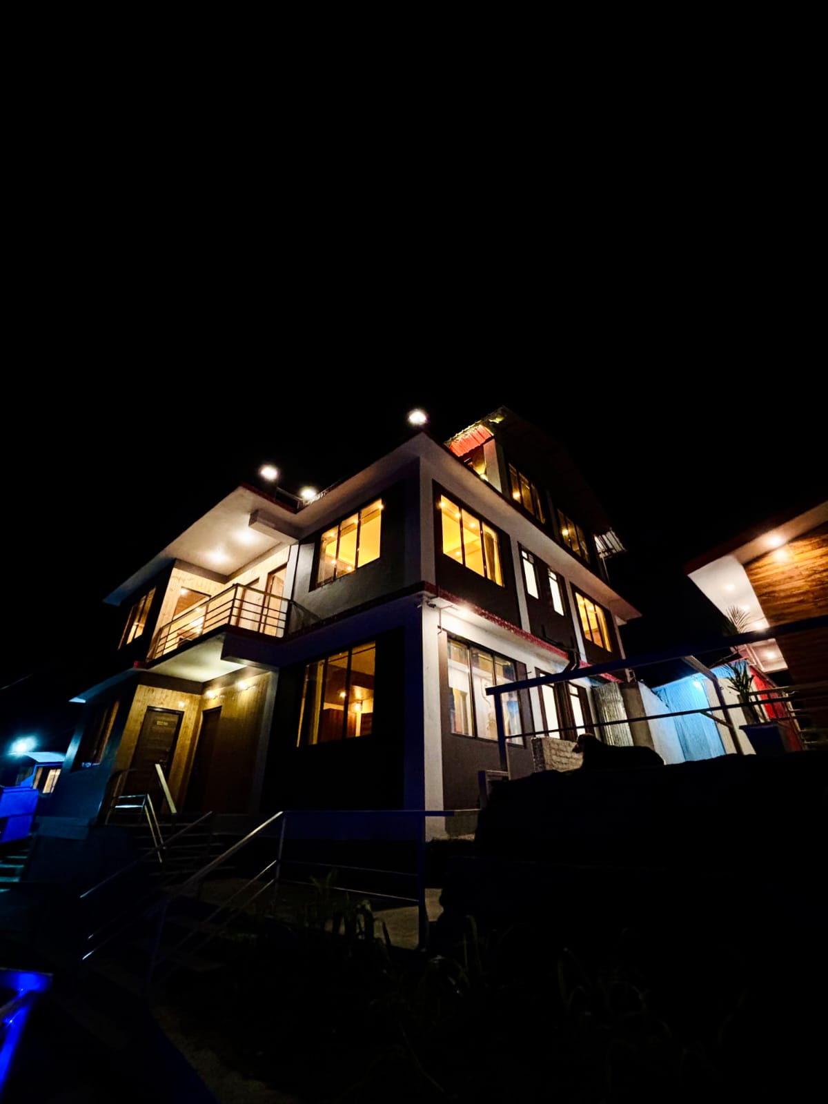 Building close-up at night